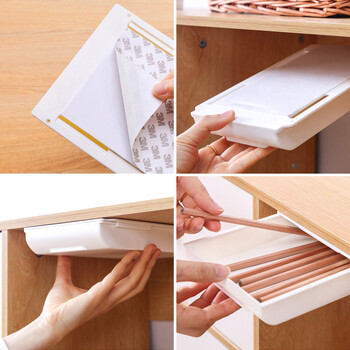 Under Desk Drawer Organizer Slide Out Κρυφό συρτάρι γραφείου Χώρος εργασίας Organizers Θήκη στυλό Μακιγιάζ χαρτικής αποθήκευσης Αυτοκόλλητο