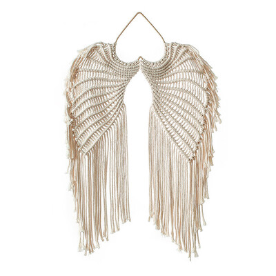 Bohemian Angel Woven Macrame Tapestry Βαμβακερή χειροποίητη ύφανση τοίχου Διακόσμηση σπιτιού Διακόσμηση γραφείου Διακόσμηση παιδικού δωματίου