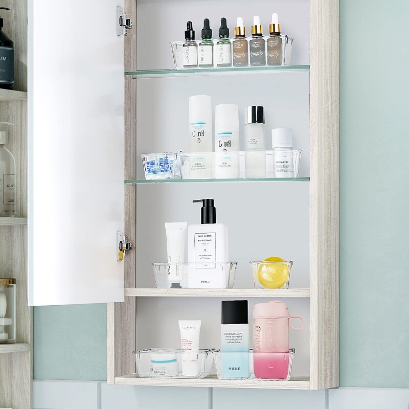 Läbipaistvad sahtli korrastajad Plastikust meigivahejaoturid Säilituskast Kummut Kontori kirjutuslaud Sahtlite eraldaja Kosmeetika Köök Kodukorrastaja