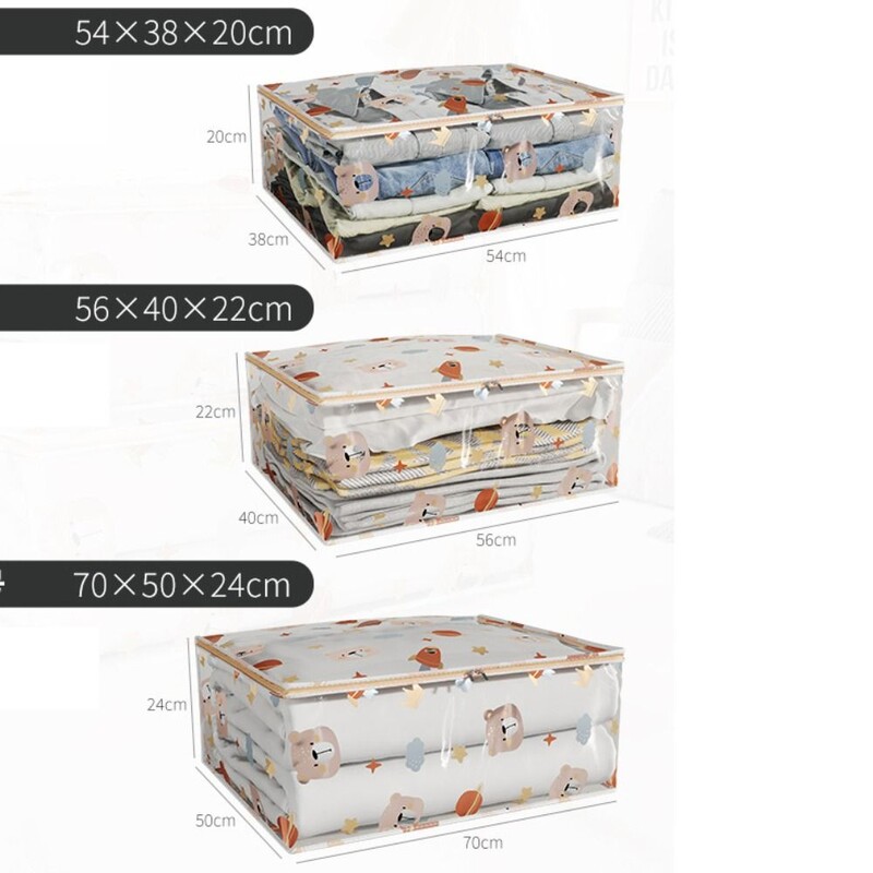 Teki hoiukott Suure mahutavusega kolmemõõtmeline tolmukindel veekindel riiete organiseerija majapidamistolmukindel trükitud tekikott