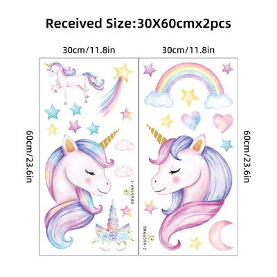 1Komplekt Uudne multikas Armas ükssarvik Vikerkaaretäht Südamekleebised Kunst Kodukaunistused Seinakleebised isetegemise jaoks lastetoa seinakaunistus