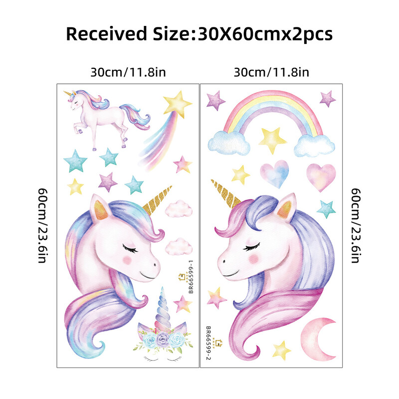 1Komplekt Uudne multikas Armas ükssarvik Vikerkaaretäht Südamekleebised Kunst Kodukaunistused Seinakleebised isetegemise jaoks lastetoa seinakaunistus