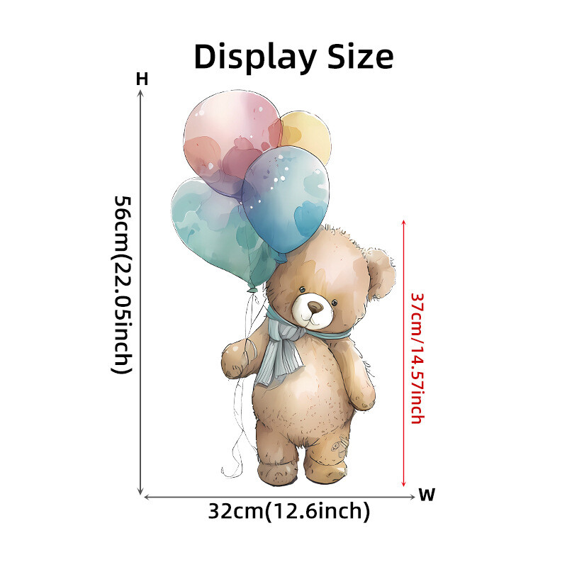 Kawaii karu ja õhupalli seinakleebised lastetoa jaoks, lapsed, poisid, tüdrukud, toa kaunistused loomad seinakleebised lasteaia seinamaalingud