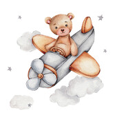 Διακόσμηση παιδικού δωματίου PVC αυτοκόλλητα τοίχου Cartoon Bear Airplane Nursery Αυτοκόλλητες αφαιρούμενες τοιχογραφίες Σπίτι Υπνοδωμάτιο Διακόσμηση Τέχνη