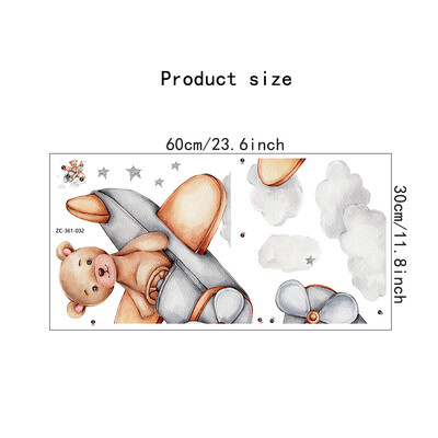 Διακόσμηση παιδικού δωματίου PVC αυτοκόλλητα τοίχου Cartoon Bear Airplane Nursery Αυτοκόλλητες αφαιρούμενες τοιχογραφίες Σπίτι Υπνοδωμάτιο Διακόσμηση Τέχνη