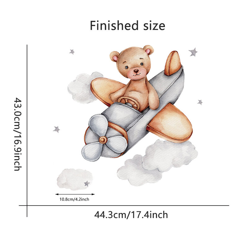 Διακόσμηση παιδικού δωματίου PVC αυτοκόλλητα τοίχου Cartoon Bear Airplane Nursery Αυτοκόλλητες αφαιρούμενες τοιχογραφίες Σπίτι Υπνοδωμάτιο Διακόσμηση Τέχνη