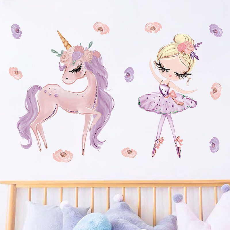 Αυτοκόλλητα τοίχου Fairy Unicorn Star για Παιδικά Δωμάτια Κορίτσια Βρεφικό Δωμάτιο Διακόσμηση Δωματίου Διακόσμηση δωματίου pegatinas de pared