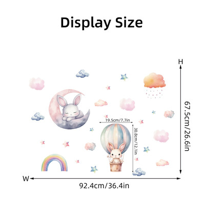Rainbow Rabbit kuumaõhupalliga seinakleebised lastetoale beebitoa seinakaunistus isekleepuv vinüülist multifilmi lapse tüdruku tapeet