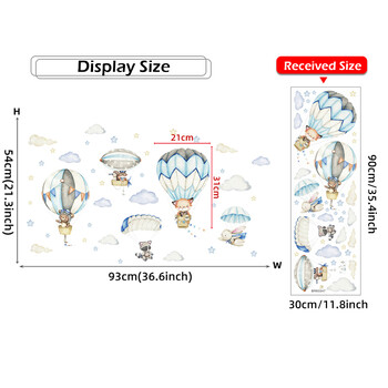 Карикатура Сладки животни Стикери за стена с балон с горещ въздух за детска стая Бебешка детска стая Стикери за стена Декорация на спалня Начало Декор PVC
