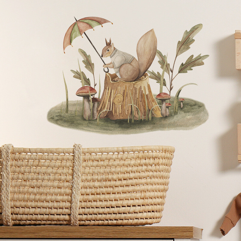 Ръчно рисуван сладък елен Заек Лисица Стикери за стена за детски стаи Детска всекидневна Бебешка спалня Декорация на стени Животни Детски тапети