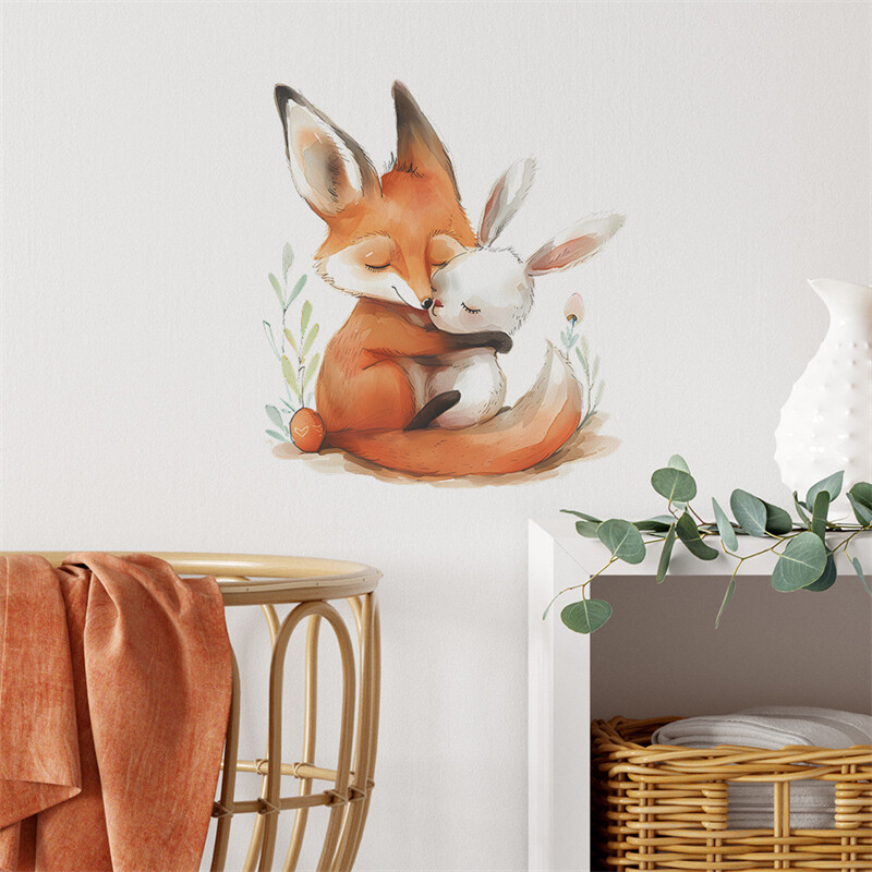 Multifilmi Fox Rabbit seinakleebis lastele Lastetoa taust Kodukaunistus Seinapilt Elutoa Magamistoa Tapeet Seinakaunistus