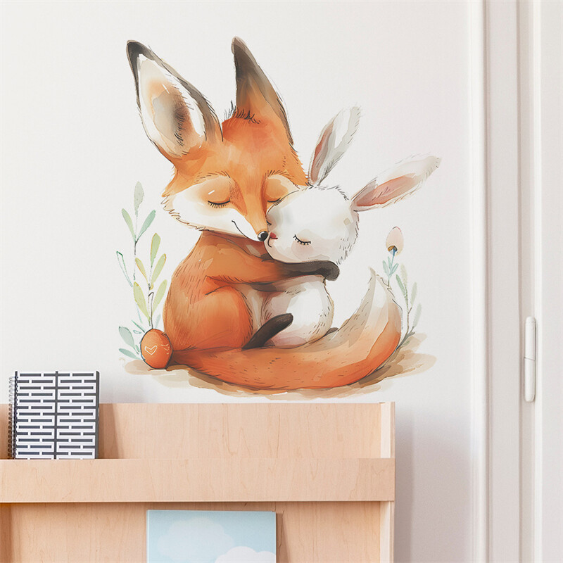 Multifilmi Fox Rabbit seinakleebis lastele Lastetoa taust Kodukaunistus Seinapilt Elutoa Magamistoa Tapeet Seinakaunistus