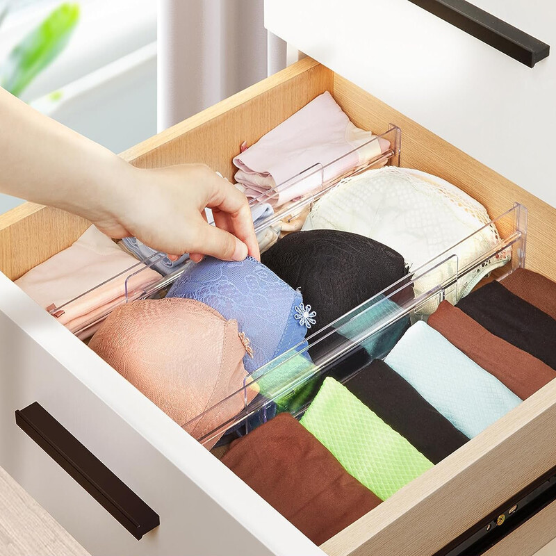 4 tk läbipaistvad sahtlivaheseinad Reguleeritavad laiendatavad sahtlivaheseinad riideesemete ja kosmeetikatoodete kontorihoidmiseks