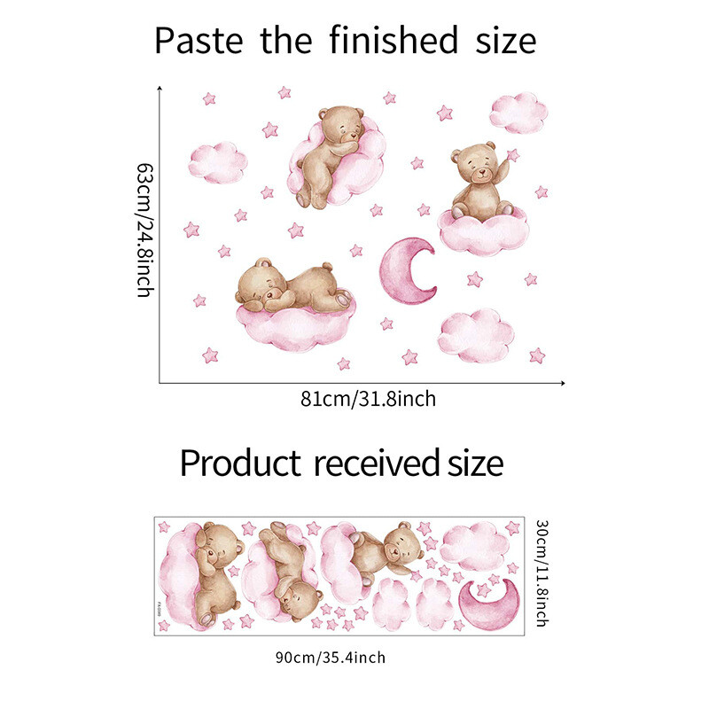 Αυτοκόλλητα τοίχου με καρτούν Teddy Bear Moon για Παιδικό Δωμάτιο Διακόσμηση νηπιαγωγείου Αυτοκόλλητο Ταπετσαρία για αγόρι κορίτσια Υπνοδωμάτιο μωρό δωμάτιο Αυτοκόλλητα τοίχου