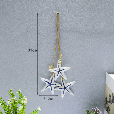 Blue Ocean Ξύλινο Μικρό Κρεμαστό Μεσογειακό στυλ Αξεσουάρ σπιτιού Χειροτεχνία Αστερίας Χτένιο Μικρό Δίχτυ Ψαριών Κρεμαστά Διακοσμητικά