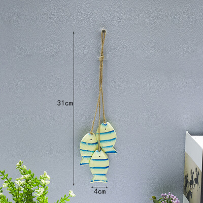 Blue Ocean Ξύλινο Μικρό Κρεμαστό Μεσογειακό στυλ Αξεσουάρ σπιτιού Χειροτεχνία Αστερίας Χτένιο Μικρό Δίχτυ Ψαριών Κρεμαστά Διακοσμητικά