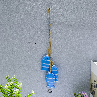 Blue Ocean Ξύλινο Μικρό Κρεμαστό Μεσογειακό στυλ Αξεσουάρ σπιτιού Χειροτεχνία Αστερίας Χτένιο Μικρό Δίχτυ Ψαριών Κρεμαστά Διακοσμητικά