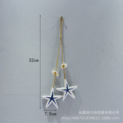 Blue Ocean Ξύλινο Μικρό Κρεμαστό Μεσογειακό στυλ Αξεσουάρ σπιτιού Χειροτεχνία Αστερίας Χτένιο Μικρό Δίχτυ Ψαριών Κρεμαστά Διακοσμητικά