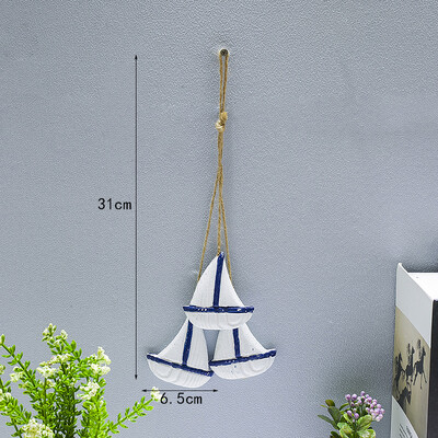 Blue Ocean Ξύλινο Μικρό Κρεμαστό Μεσογειακό στυλ Αξεσουάρ σπιτιού Χειροτεχνία Αστερίας Χτένιο Μικρό Δίχτυ Ψαριών Κρεμαστά Διακοσμητικά