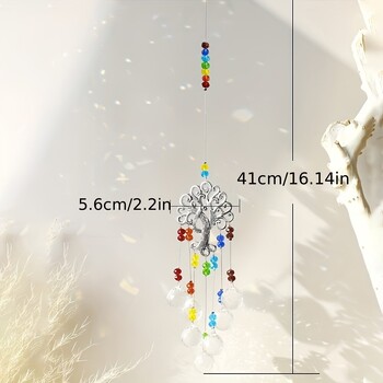 1 бр. Цветно дърво на живота Кристална висулка Слънчева колекция Висящ орнамент Домашен вятърен звън Външна градинска декорация Занаяти