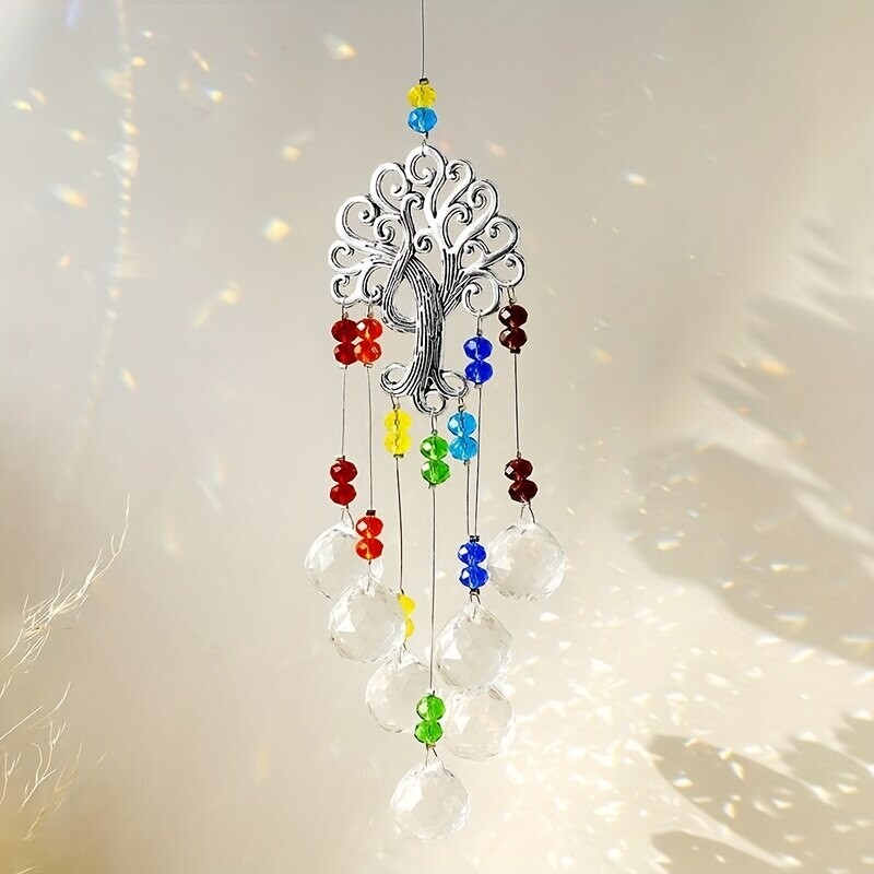 1 tk värviline elupuu kristallripats päikesepaiste kollektsioon rippuv kaunistus kodu tuulekell õues aiakaunistused käsitöö