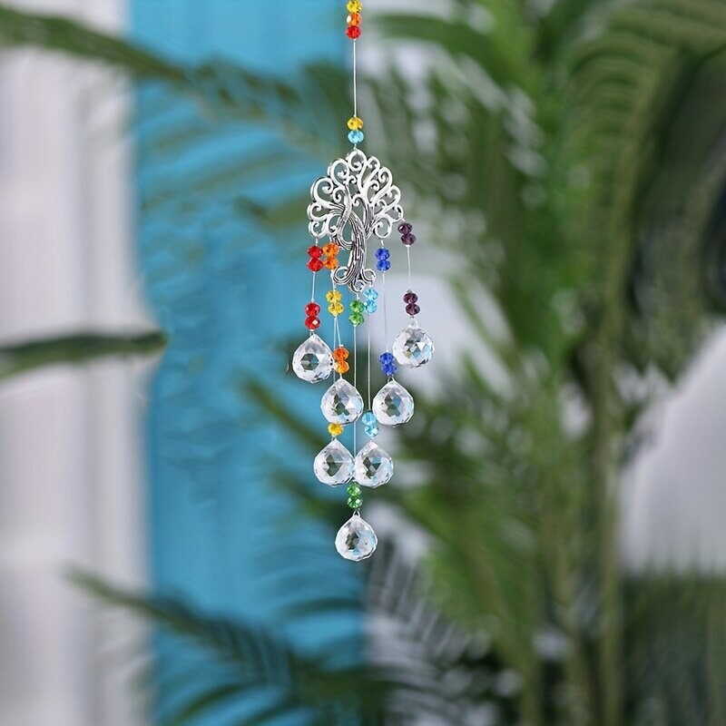 1 tk värviline elupuu kristallripats päikesepaiste kollektsioon rippuv kaunistus kodu tuulekell õues aiakaunistused käsitöö