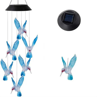 1σετ Blue Wind Chimes Solar Power Generation για Διακόσμηση Αυλής και Εξωτερικού Χώρου Wind Chimes και μενταγιόν