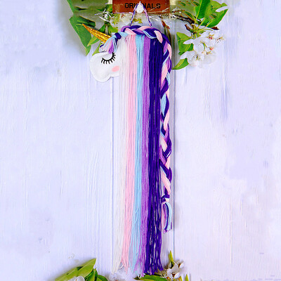 Ükssarviku juukseklambrid Hoiukorraldaja Seinale riputatav juuksepaelte hoidik tüdrukutele Toakaunistusega Esteetiline seinakunst Bohemian Tutt