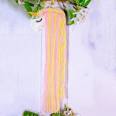 Ükssarviku juukseklambrid Hoiukorraldaja Seinale riputatav juuksepaelte hoidik tüdrukutele Toakaunistusega Esteetiline seinakunst Bohemian Tutt