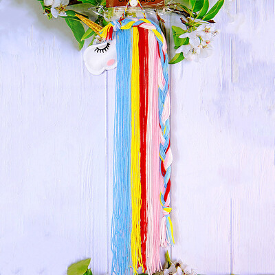 Ükssarviku juukseklambrid Hoiukorraldaja Seinale riputatav juuksepaelte hoidik tüdrukutele Toakaunistusega Esteetiline seinakunst Bohemian Tutt