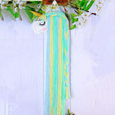 Ükssarviku juukseklambrid Hoiukorraldaja Seinale riputatav juuksepaelte hoidik tüdrukutele Toakaunistusega Esteetiline seinakunst Bohemian Tutt