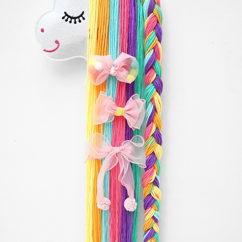 Ükssarviku juukseklambrid Hoiukorraldaja Seinale riputatav juuksepaelte hoidik tüdrukutele Toakaunistusega Esteetiline seinakunst Bohemian Tutt