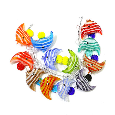 2τμχ Cute Sea Fish Charms Κρεμαστό Μίνι γυάλινο στολίδια ψαριών για Diy γυναίκες Κοσμήματα κολιέ σκουλαρίκια Βραχιόλι κατασκευής αξεσουάρ