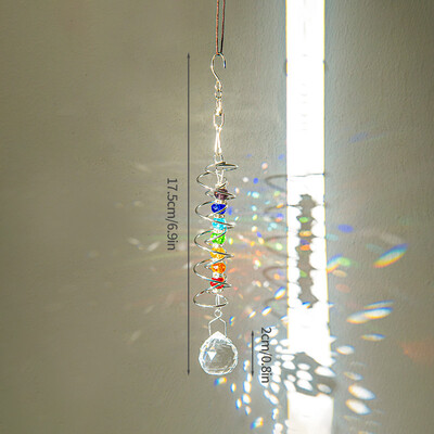 Spiraalselt rippuv kristallist päikesepüüdja vikerkaarprisma ripatsiga tuulekellad Õueaia sisekujundus Kodukaunistus