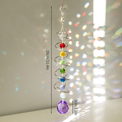 Spiraalselt rippuv kristallist päikesepüüdja vikerkaarprisma ripatsiga tuulekellad Õueaia sisekujundus Kodukaunistus