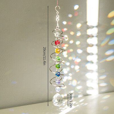 Spiraalselt rippuv kristallist päikesepüüdja vikerkaarprisma ripatsiga tuulekellad Õueaia sisekujundus Kodukaunistus