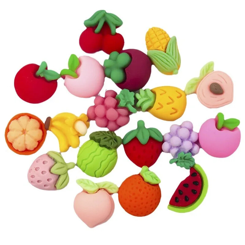 50 tk Mini Cartoon Fruit isetehtud telefoniümbris Juuksekaart Veetass Home Decor Juukselipsuvaigust küünematerjali pakk