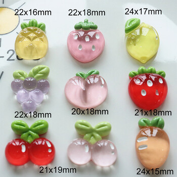 10PCS Прозрачен Fruit Lemon Peach Series Кабошони от смола с плосък гръб за фиби Scrapbooking Направи си сам Аксесоари за декорация на бижута