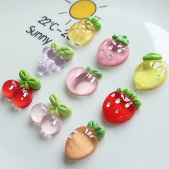 10PCS Прозрачен Fruit Lemon Peach Series Кабошони от смола с плосък гръб за фиби Scrapbooking Направи си сам Аксесоари за декорация на бижута