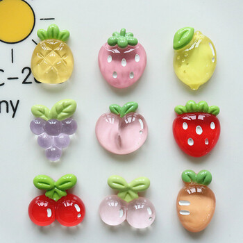 10PCS Прозрачен Fruit Lemon Peach Series Кабошони от смола с плосък гръб за фиби Scrapbooking Направи си сам Аксесоари за декорация на бижута