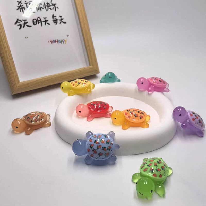 Карикатура Светеща костенурка Ягодов печат Костенурка Направи си сам Орнамент Светещи в тъмното Аксесоари от смола Аквариум Миниатюрен аквариум