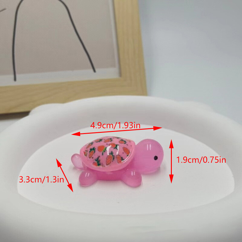 Карикатура Светеща костенурка Ягодов печат Костенурка Направи си сам Орнамент Светещи в тъмното Аксесоари от смола Аквариум Миниатюрен аквариум