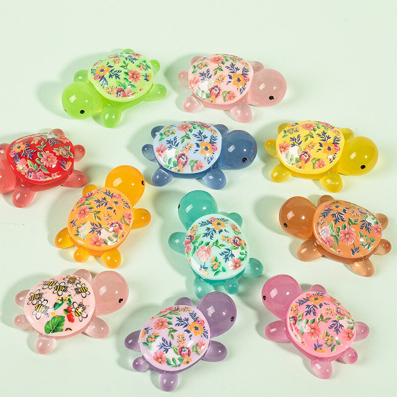 Φωτεινό τυπωμένο ειδώλιο χελώνας στολίδι μελισσών φράουλα χελώνα Micro Landscape Ενυδρείο Fish Tank Decor Εσωτερικό αυτοκινήτου