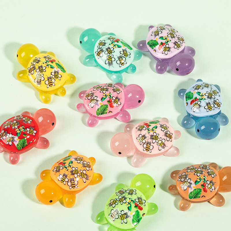 Φωτεινό τυπωμένο ειδώλιο χελώνας στολίδι μελισσών φράουλα χελώνα Micro Landscape Ενυδρείο Fish Tank Decor Εσωτερικό αυτοκινήτου