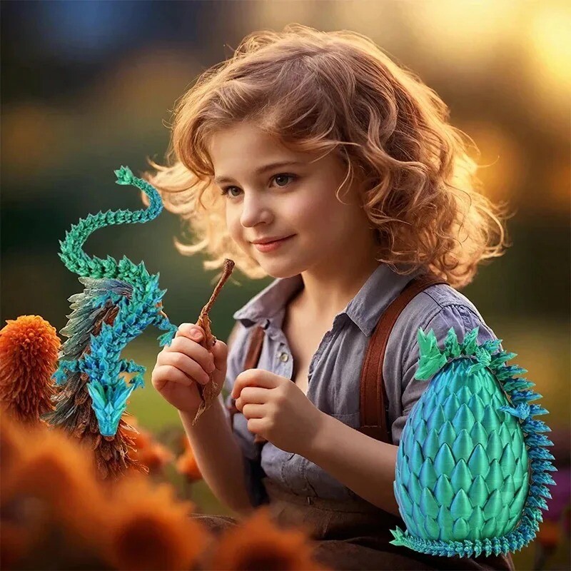 3D tiskani kineski kristalni zmaj, rotirajući zglobni ukrasi od dragog kamenja, zmajevi, igračka za dekompresiju, kreativne šarene rukotvorine