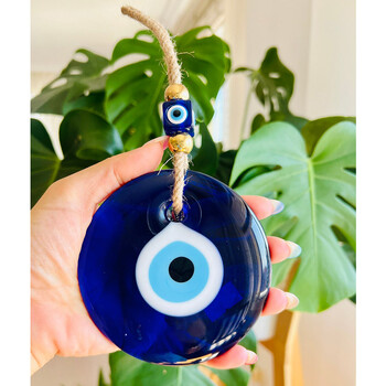 Evil Eye Висящо стъкло за стена Blue Eye Wall Charm Домашен декор Идея за домашен подарък Защита на къщата Турски Evil Eye подарък Декорация за стена