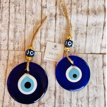 Evil Eye Висящо стъкло за стена Blue Eye Wall Charm Домашен декор Идея за домашен подарък Защита на къщата Турски Evil Eye подарък Декорация за стена