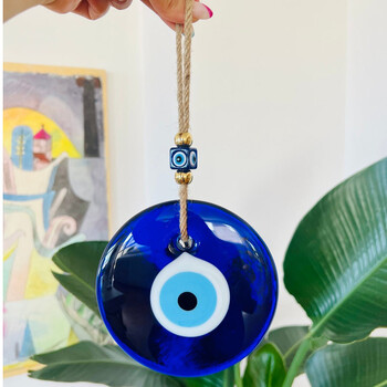 Evil Eye Висящо стъкло за стена Blue Eye Wall Charm Домашен декор Идея за домашен подарък Защита на къщата Турски Evil Eye подарък Декорация за стена