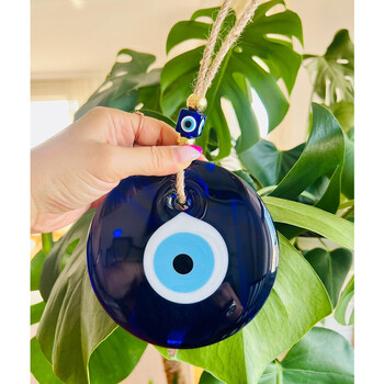 Evil Eye Висящо стъкло за стена Blue Eye Wall Charm Домашен декор Идея за домашен подарък Защита на къщата Турски Evil Eye подарък Декорация за стена