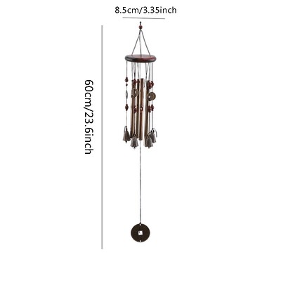 1 buc. clopoțel de vânt din bambus, culoare deschisă, cu cinci tuburi, coajă naturală de nucă de cocos, lemn, grădină și casă, decorare pentru uși agățate, cadou artizanat lucrat manual